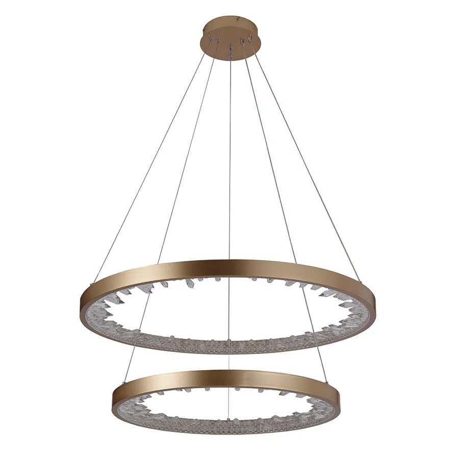 PENDENTE LED MILLENIUM 3000K 80W BIV CRISTAL E METAL DOURADO