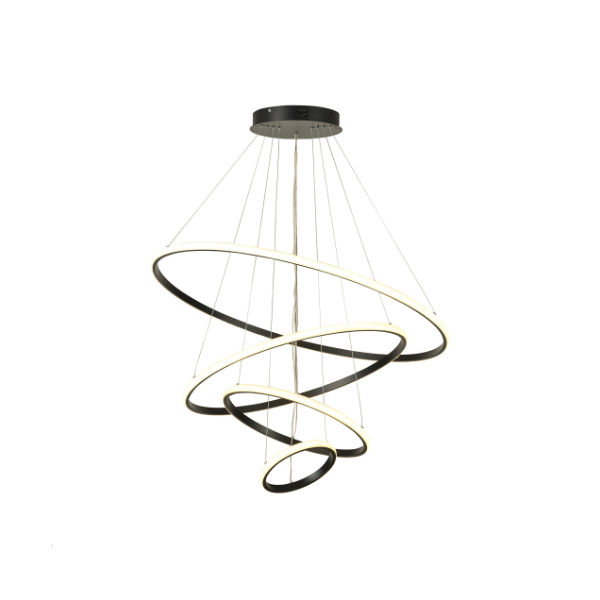 PENDENTE LED 4 AROS 4000K 86W BIVOLT Ø200XØ400XØ600XØ800 ALUMÍNIO